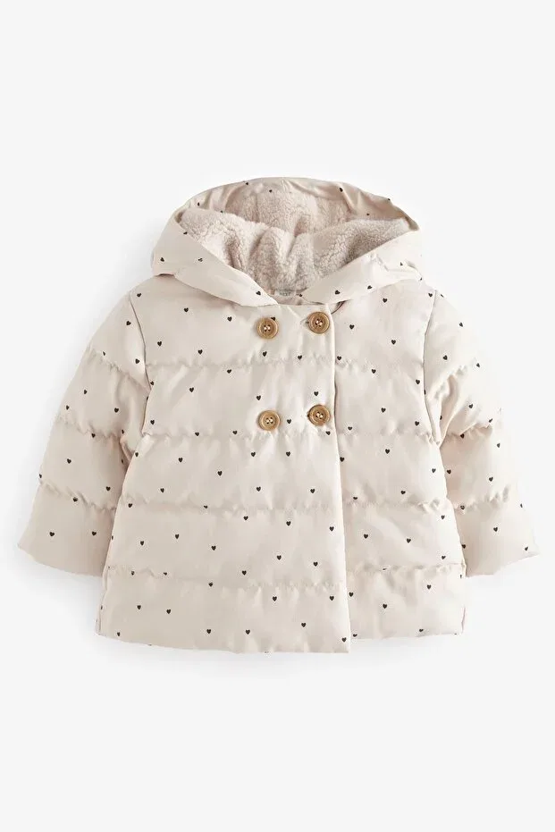 Детское пальто с капюшоном флисовое непромокаемое Next Baby, Nude Color
