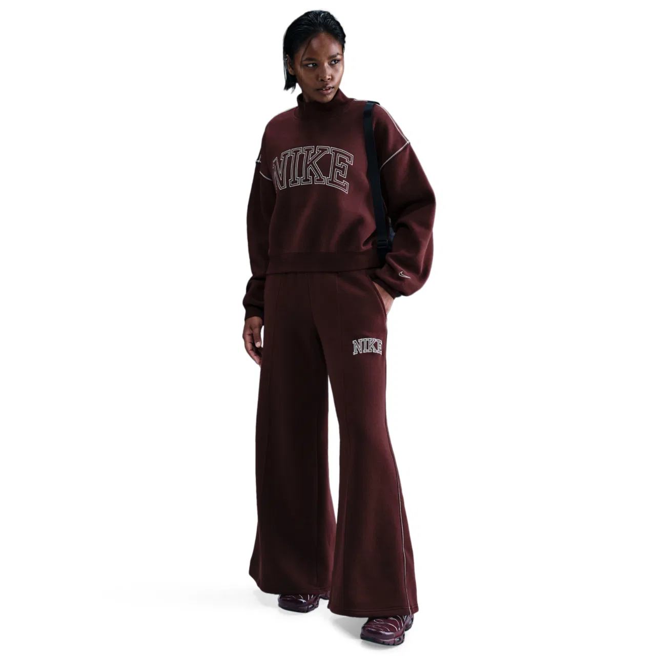 Женская толстовка Phoenix Fleece Mock Neck Nike, цвет Maroon/Maroon — фото 4