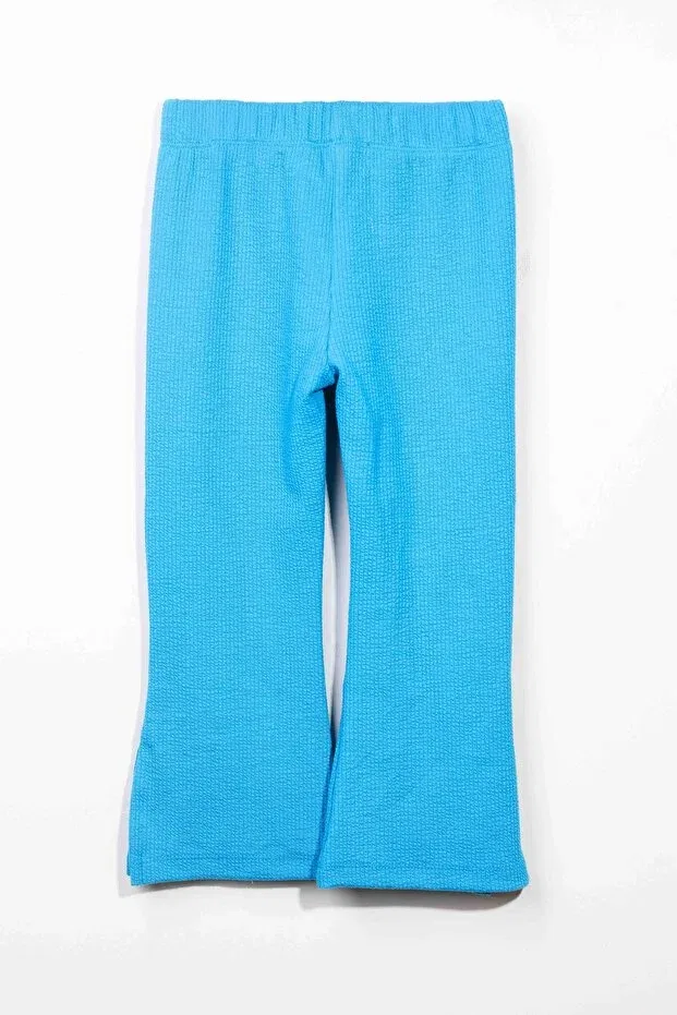 Детские леггинсы для девочек вафельные с разрезом Luess, Blue — фото 4