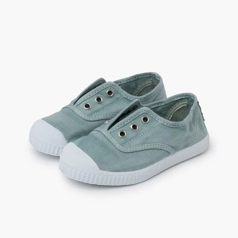 Детские кеды без шнурков с эффектом потертости Pisamonas, Sage Green — фото 4