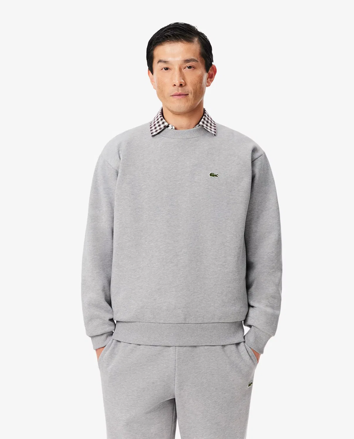 Мужская толстовка из флиса хлопкового Lacoste, Gris Oscuro