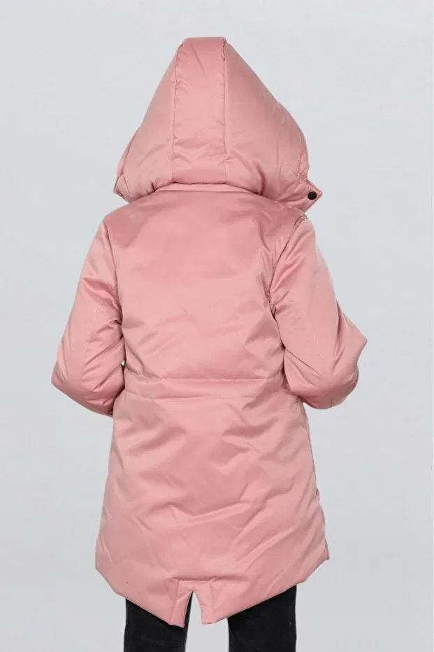 Детское зимнее пальто для девочек с длинным рукавом Arafım Butik, Pink — фото 3