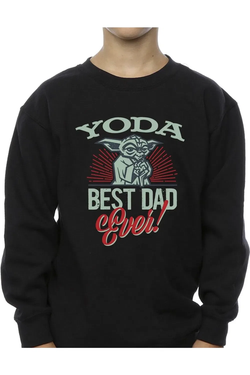 Детский свитшот с принтом Mandalorian Yoda Dad Star Wars, Black — фото 3