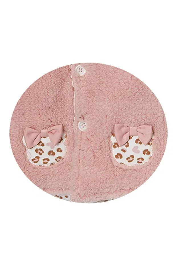 Детское пальто для девочек с капюшоном Leopard Patterned Soft Coat Andywawa, Pink — фото 2
