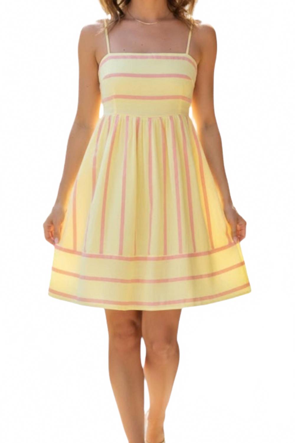 

Полосатое мини-платье цвета лимонада в розово-желтых тонах By Together, розовый/желтый