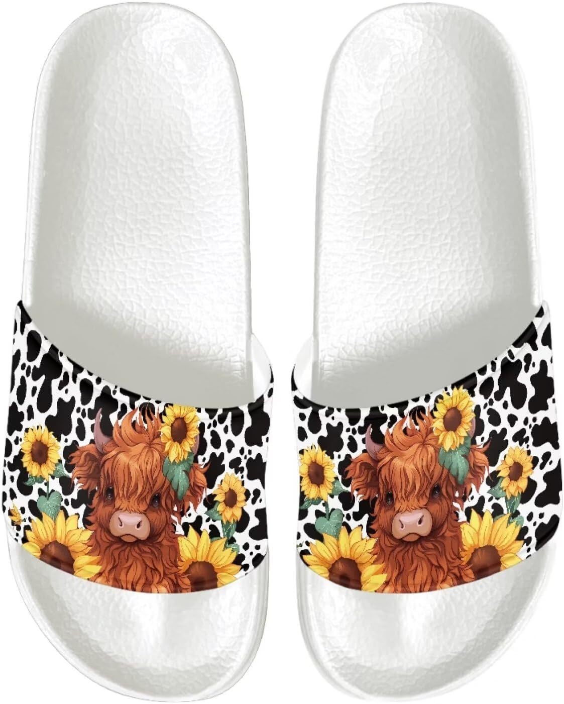 

Мужские сандалии с противоскользящей подошвой, ультракомфортные шлепанцы, легко надеваются, быстро сохнут, для душа, ванны, спа и бассейна, легкие шлепанцы с открытым носком Psesaysky, Sunflower Cow