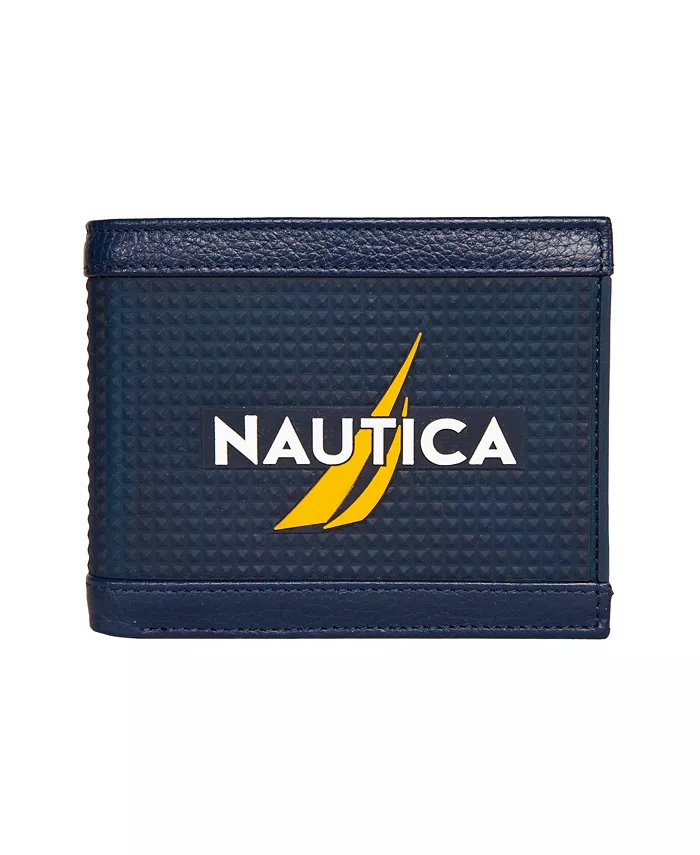 

Мужской кожаный кошелек-бифолд с логотипом Nautica, синий