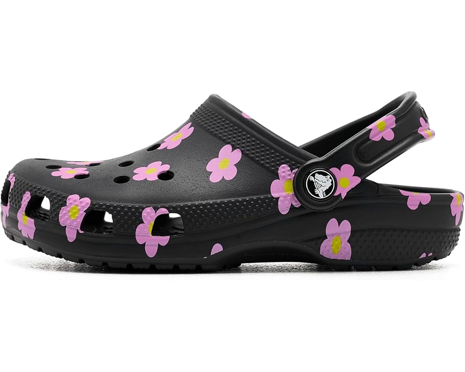Детские кроксы Classic с принтами и графикой (для малышей/детей постарше) Crocs Kids, Black/Flowers — фото 4
