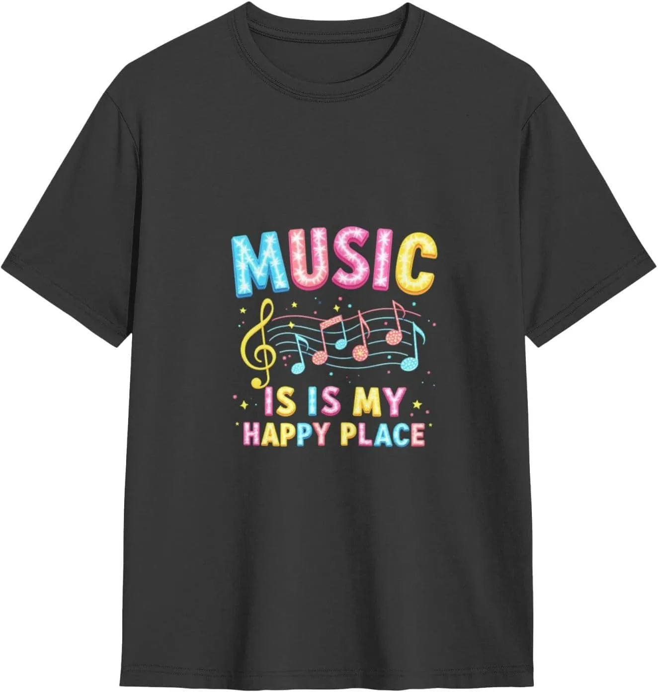 

Футболка с круглым вырезом Unisex Casual Tee Music is My Happy Place ShuDianhkqwe