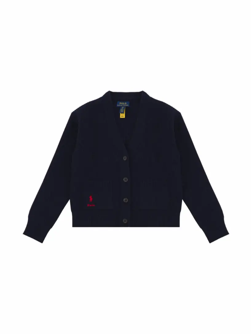 

Вязаный кардиган с логотипом Ralph Lauren, тёмно-синий