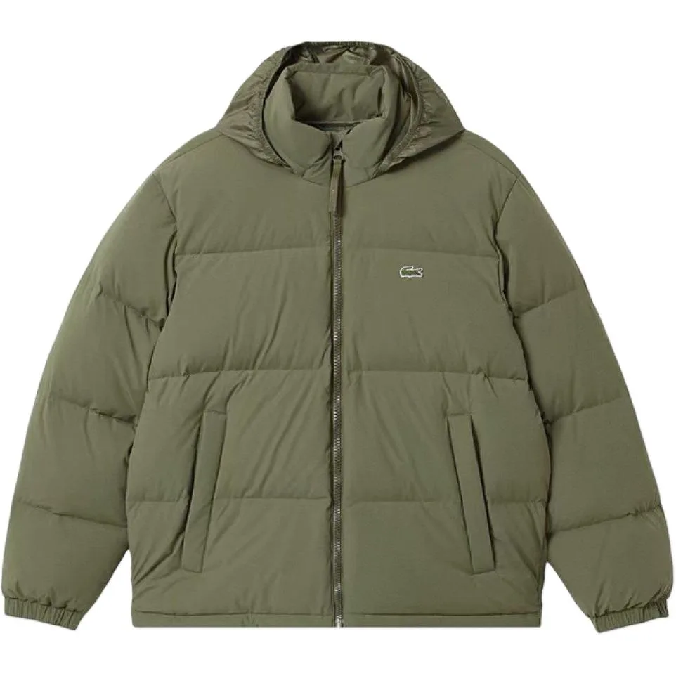 Пуховик мужской с капюшоном LACOSTE, e9f/оливковый