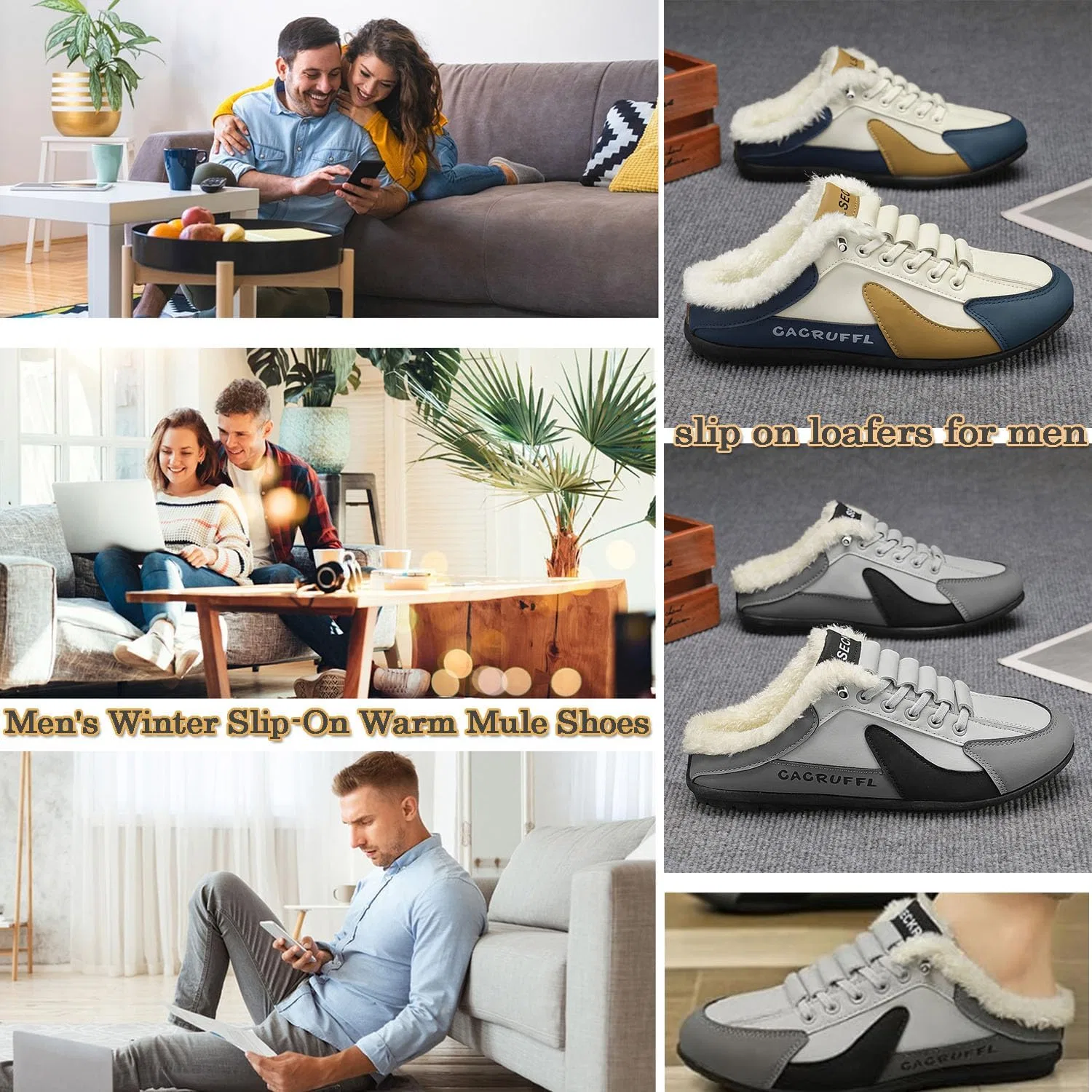 Мокасины с мехом, искусственная кожа, Khaki ZPLMIDE — фото 3