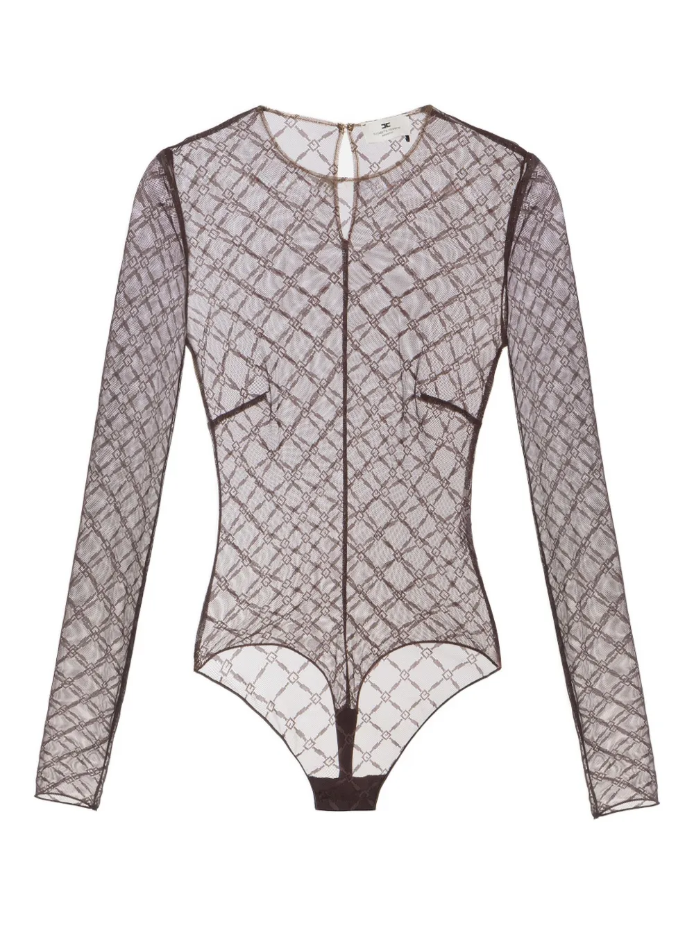 

Боди с монограммой и длинными рукавами Elisabetta Franchi, коричневый