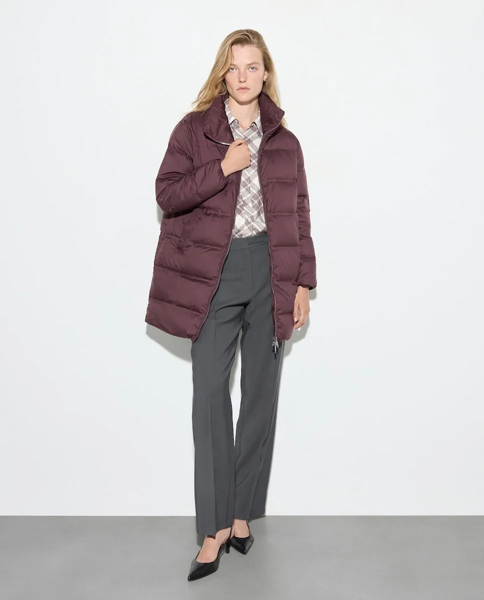 

Длинный гладкий пуховик из мура Woman El Corte Inglés, бордовый