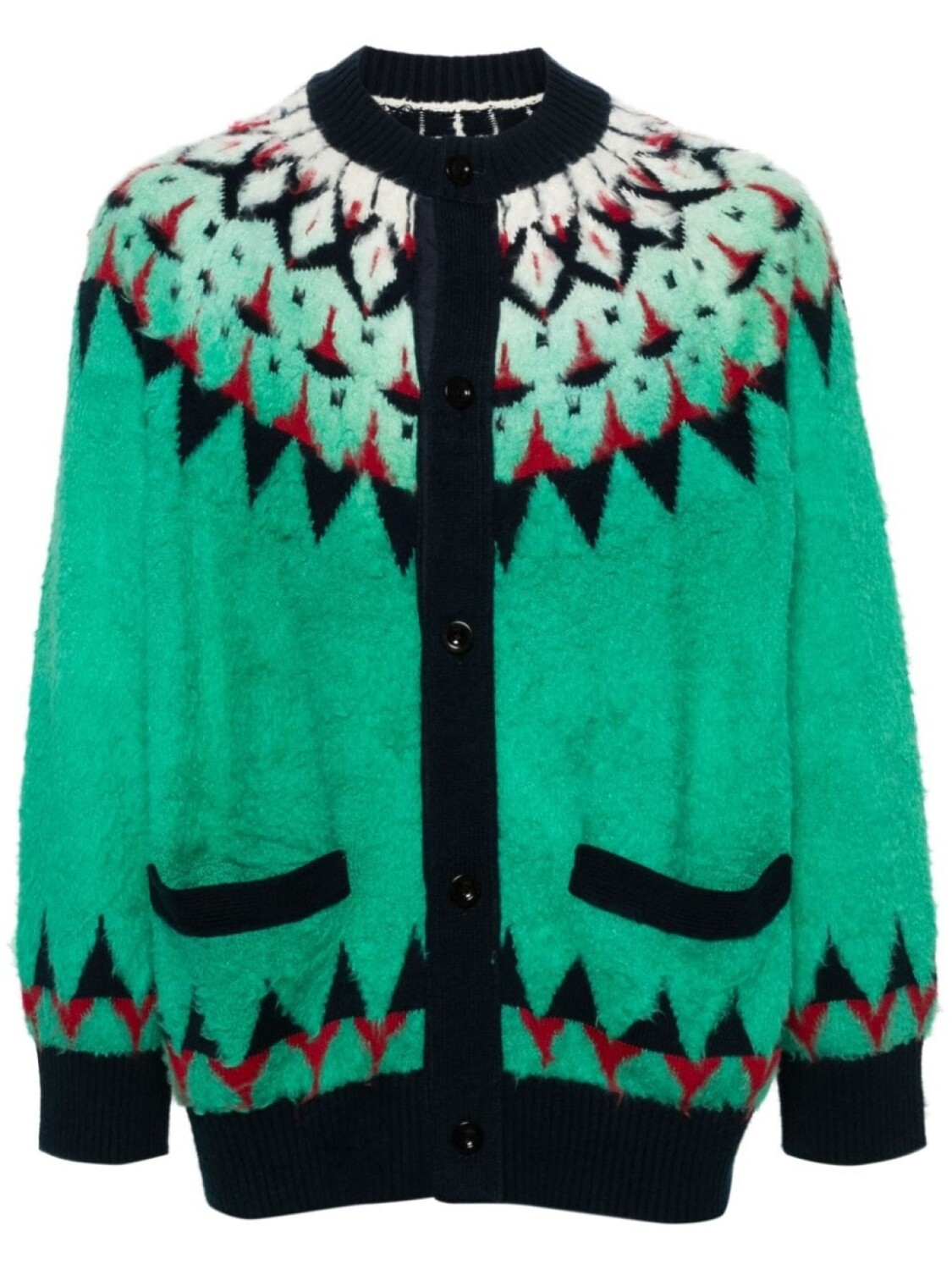 

sacai жаккардовый кардиган с узором, зеленый