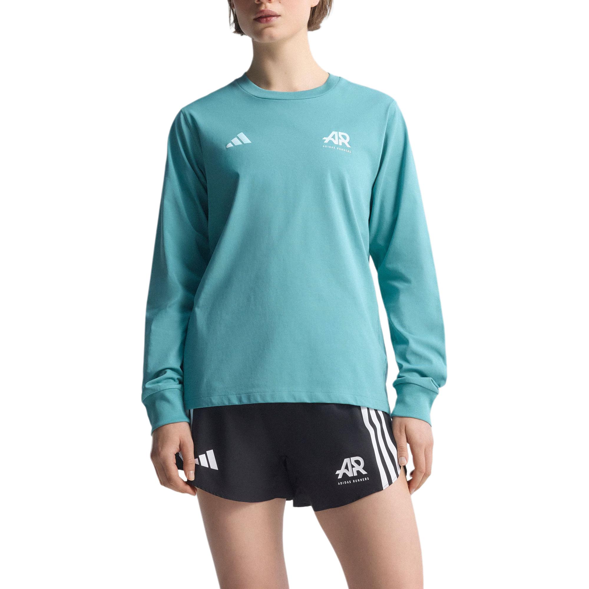 Футболка с длинным рукавом Runners Unisex Adidas, зеленый — фото 2