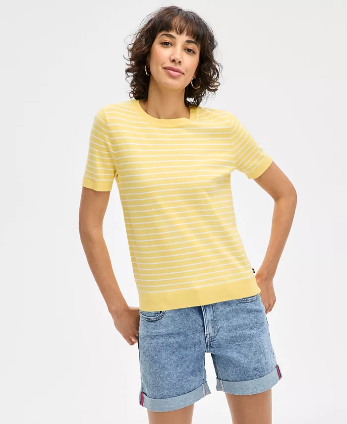 

Женский полосатый короткий свитер Nautica Jeans, желтый