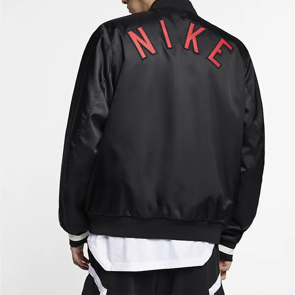 Спортивная футболка men's air solid color logo woven sports baseball jacket black Nike, черный — фото 3