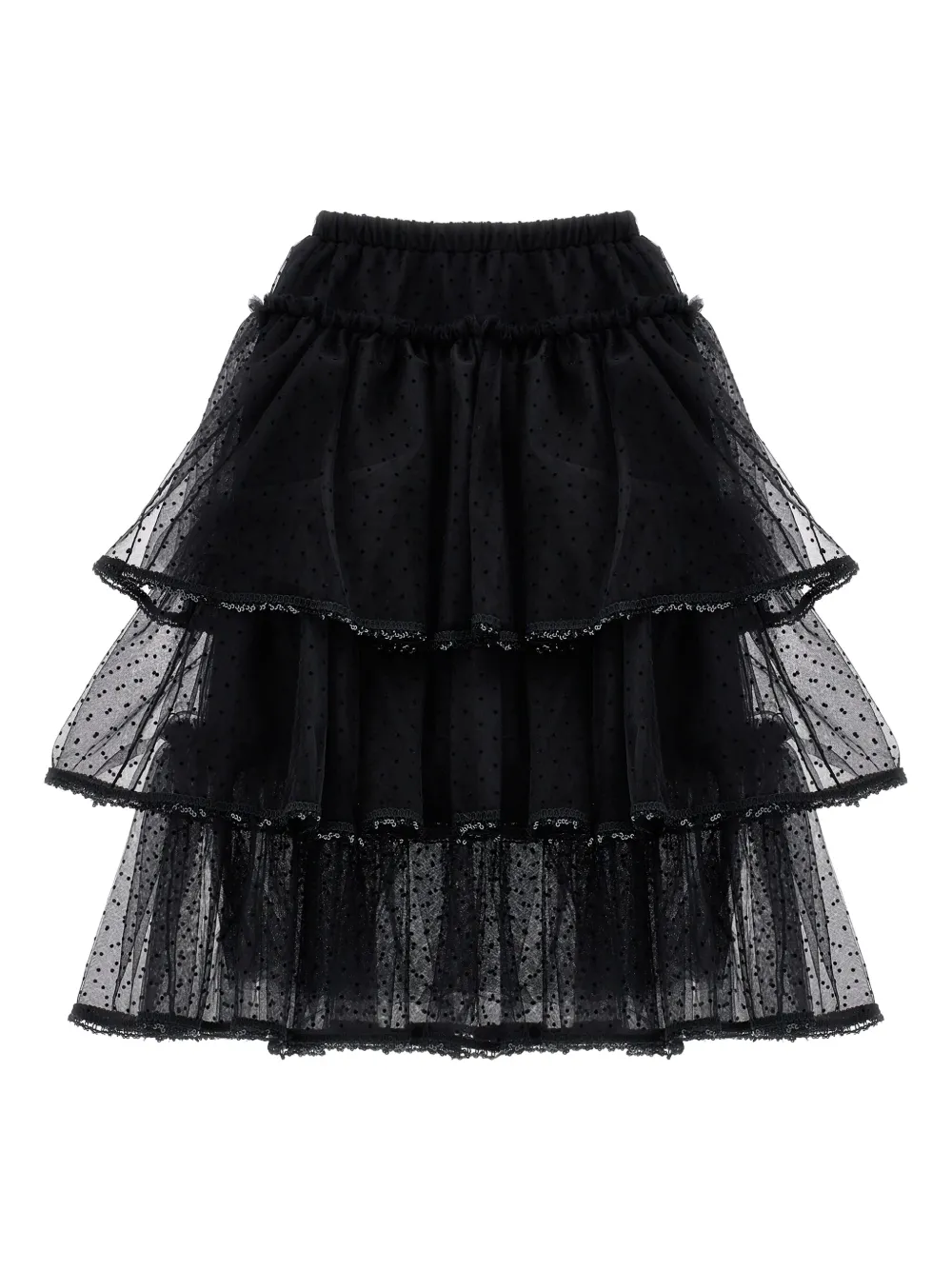 Жаккардовая юбка в горох Monnalisa, черный — фото 2