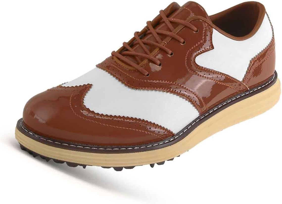 

Мужские гольф-кроссовки VEACAM Fashion с отделкой броги для улицы без шипов, для спортивных тренировок, водоотталкивающие, коричневый