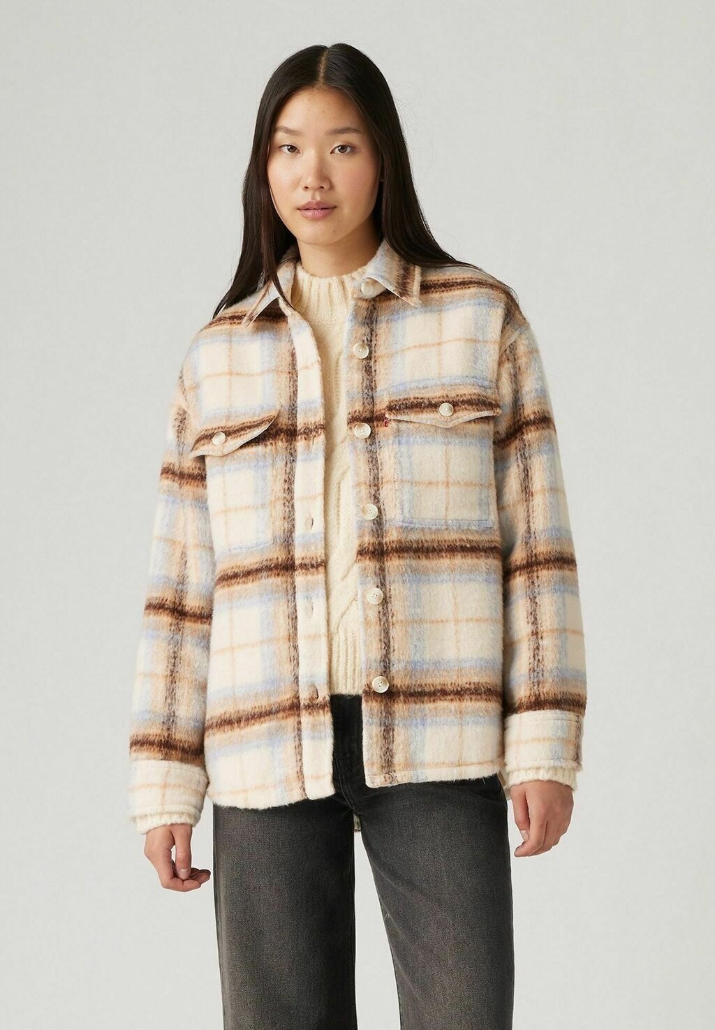 

Короткое пальто LOLA ETTA PLAID ALMOND BUFF Levi's, бежево-пестрый