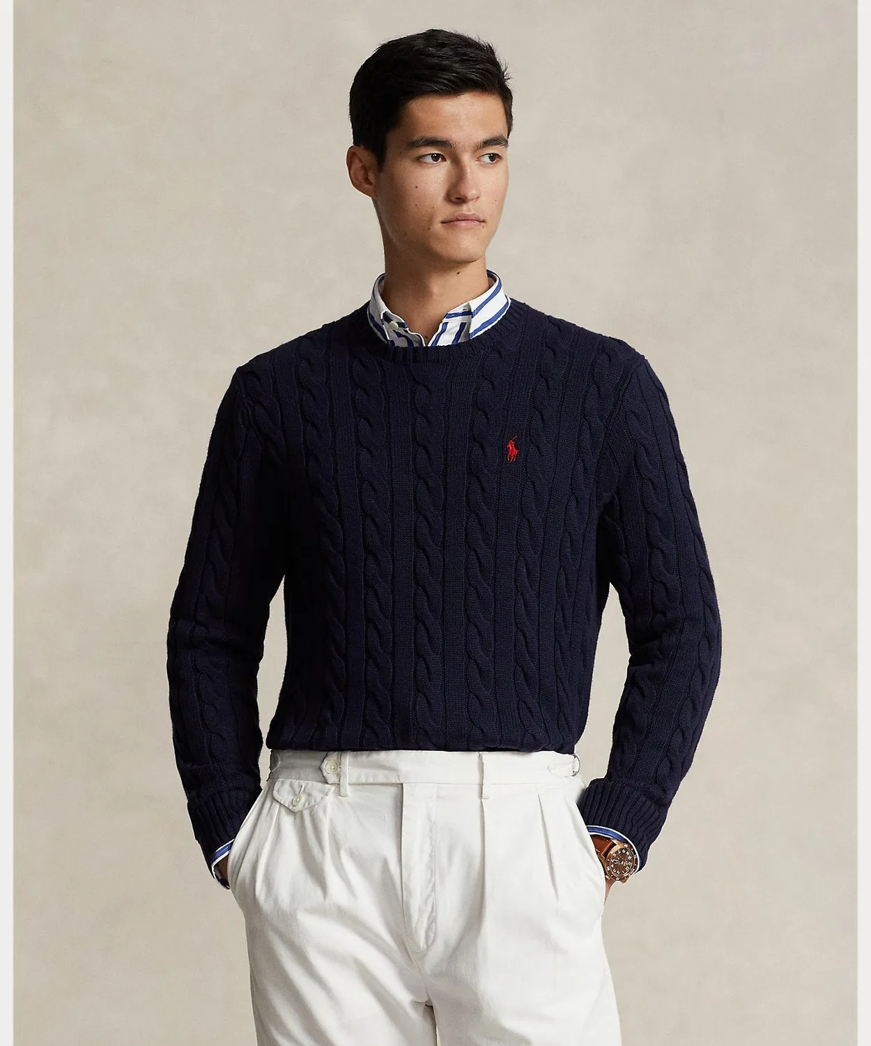 Свитер из хлопка с косами Polo Ralph Lauren