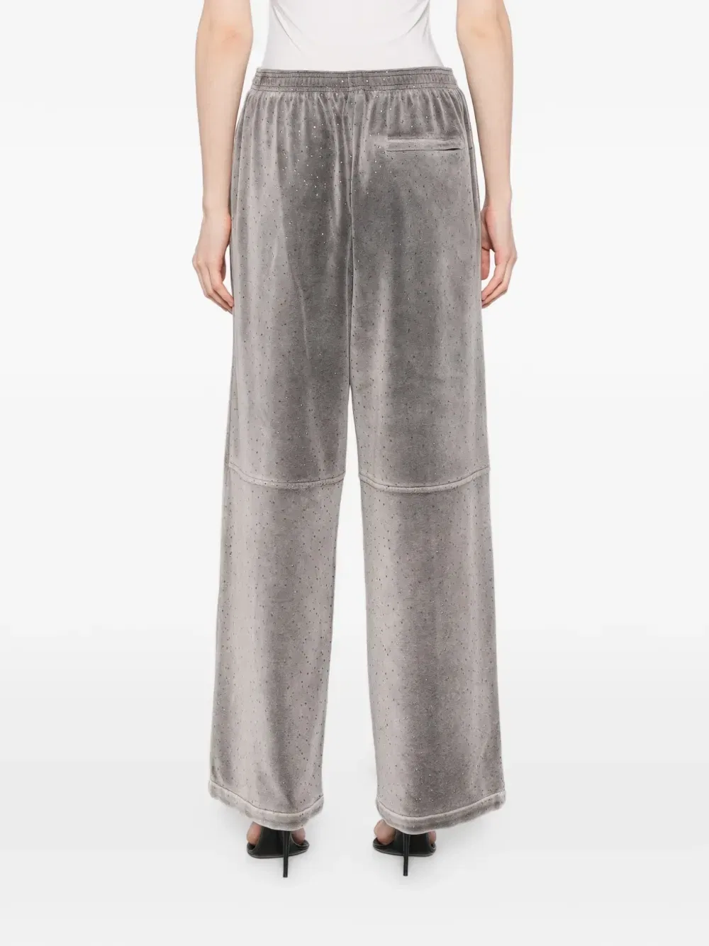 Спортивные брюки, украшенные кристаллами Alexander Wang, серый — фото 4