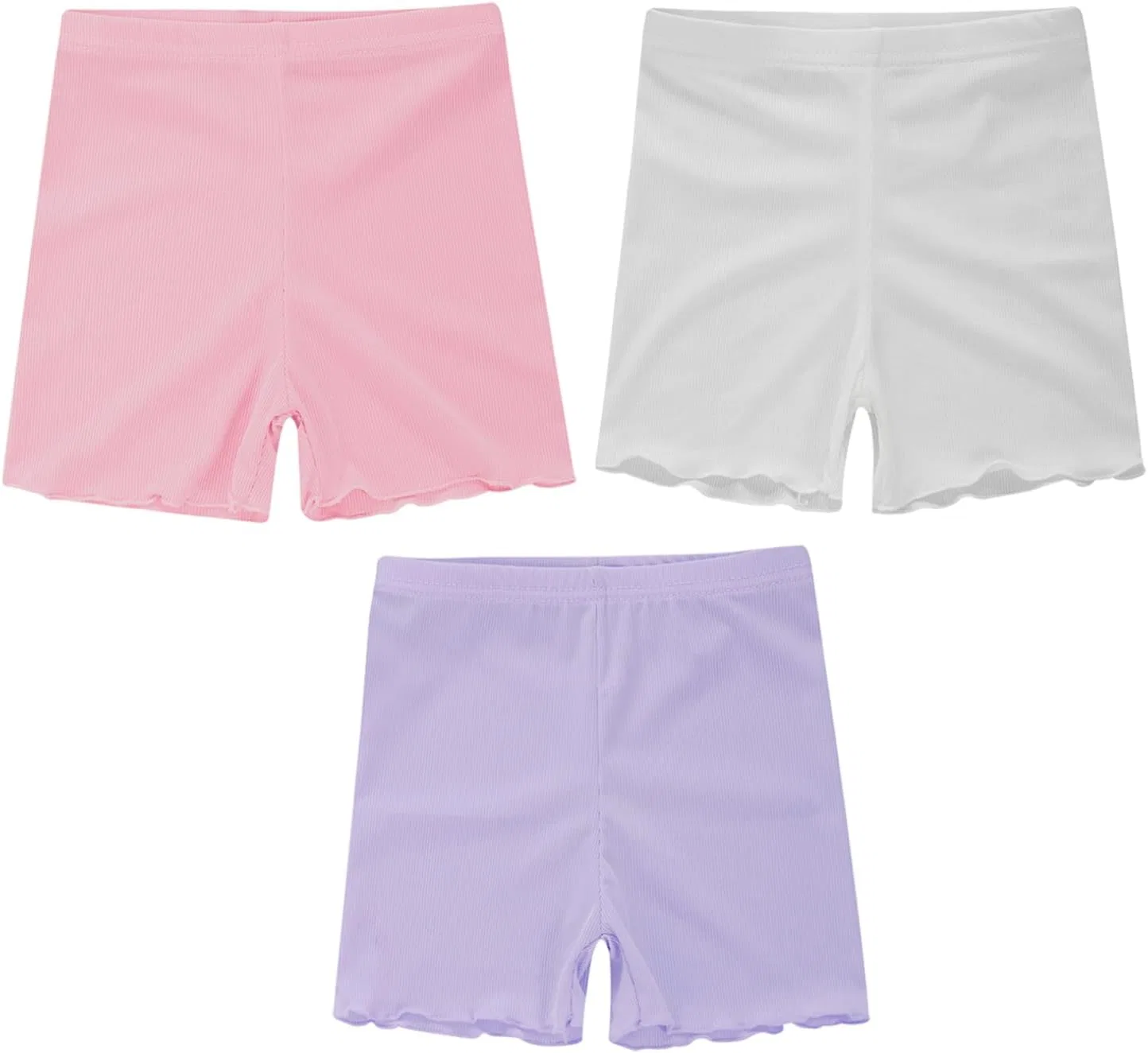 Детские шорты для девочек, высокая талия, 3 шт, Hularka, White&pink&purple — фото 4