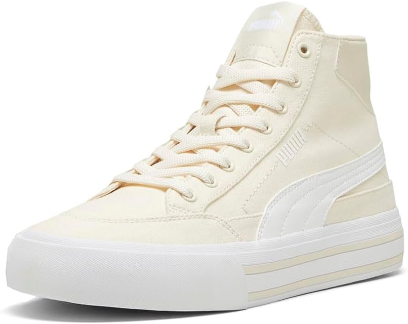 Мужские кроссовки PUMA Court Classic Vulcanized Mid Formstrip на шнуровке, повседневные - белые — фото 2