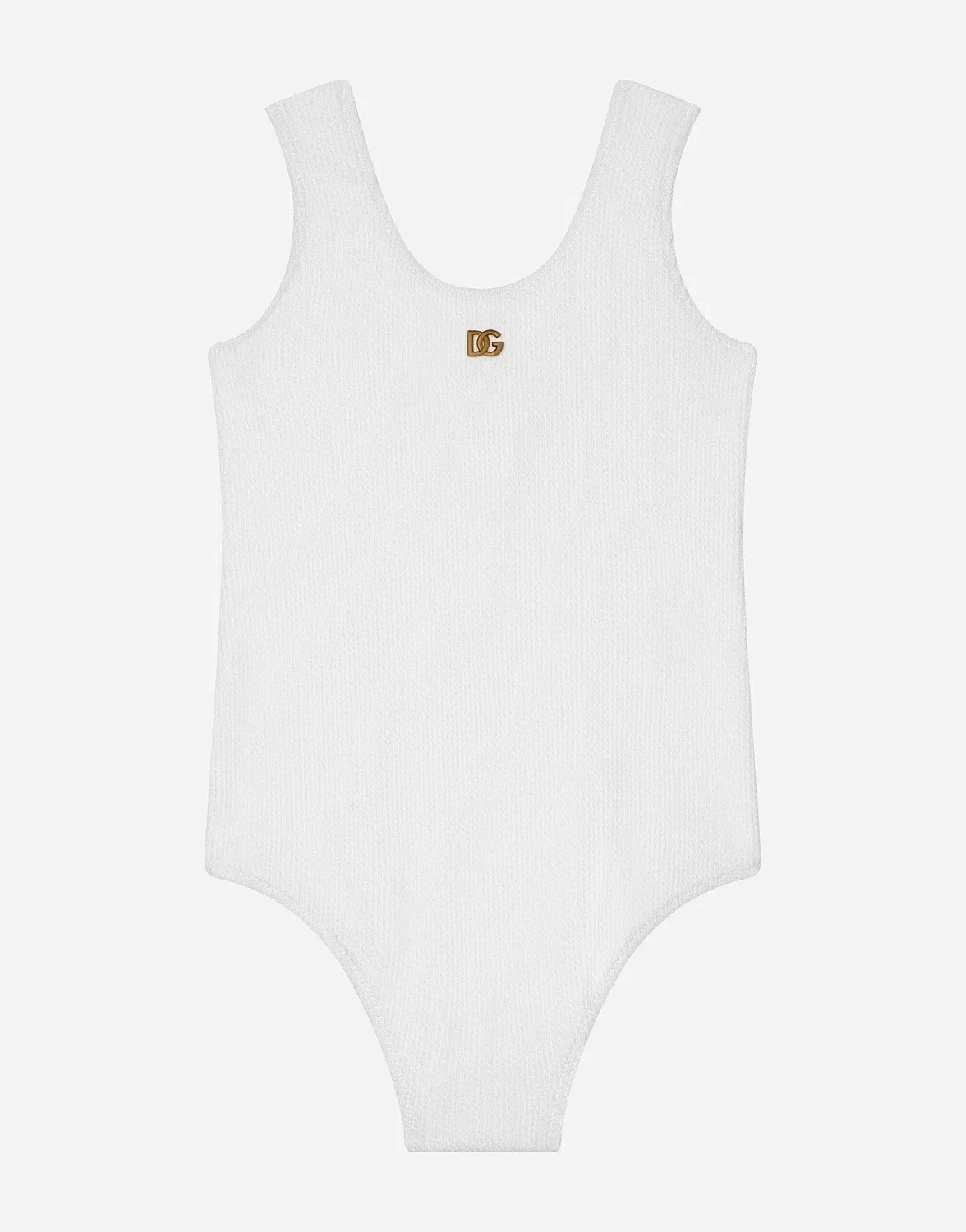 Слитный купальник из трикотажа с драпировкой Dolce & Gabbana, белый