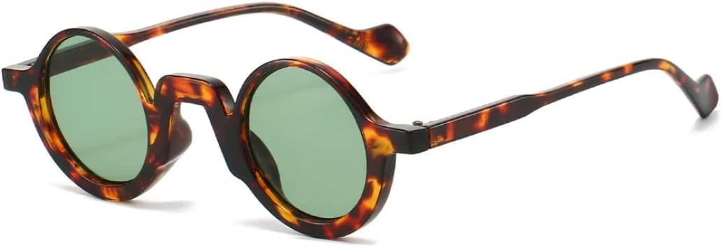 

Ретро круглые женские солнцезащитные очки с леопардовым принтом, мужская повседневная оправа, нестандартная форма, защита от УФ-излучения UV400 TVTBBVV, Hawksbill Green