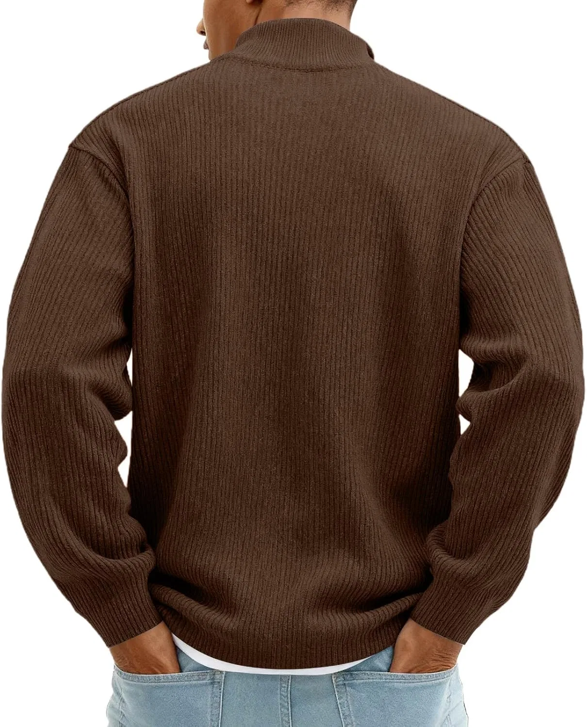 Мужская кофта на молнии, вельвет, Corduroy, коричневый — фото 4