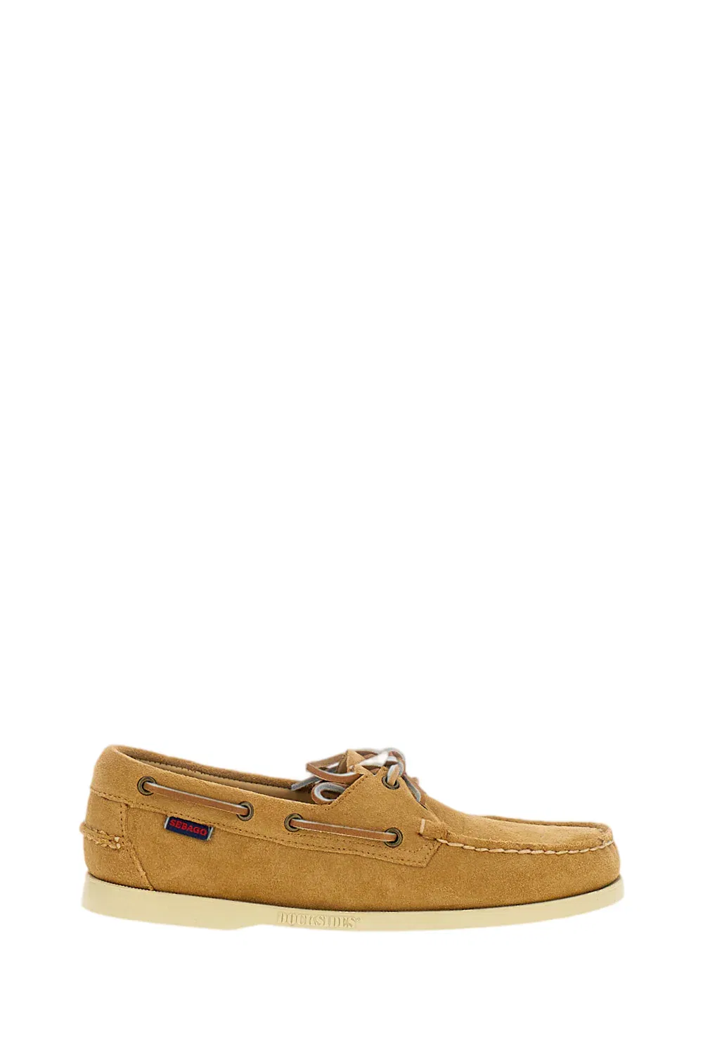 Sebago Бежевые кожаные и замшевые мокасины со шнуровкой по всему периметру (360°)