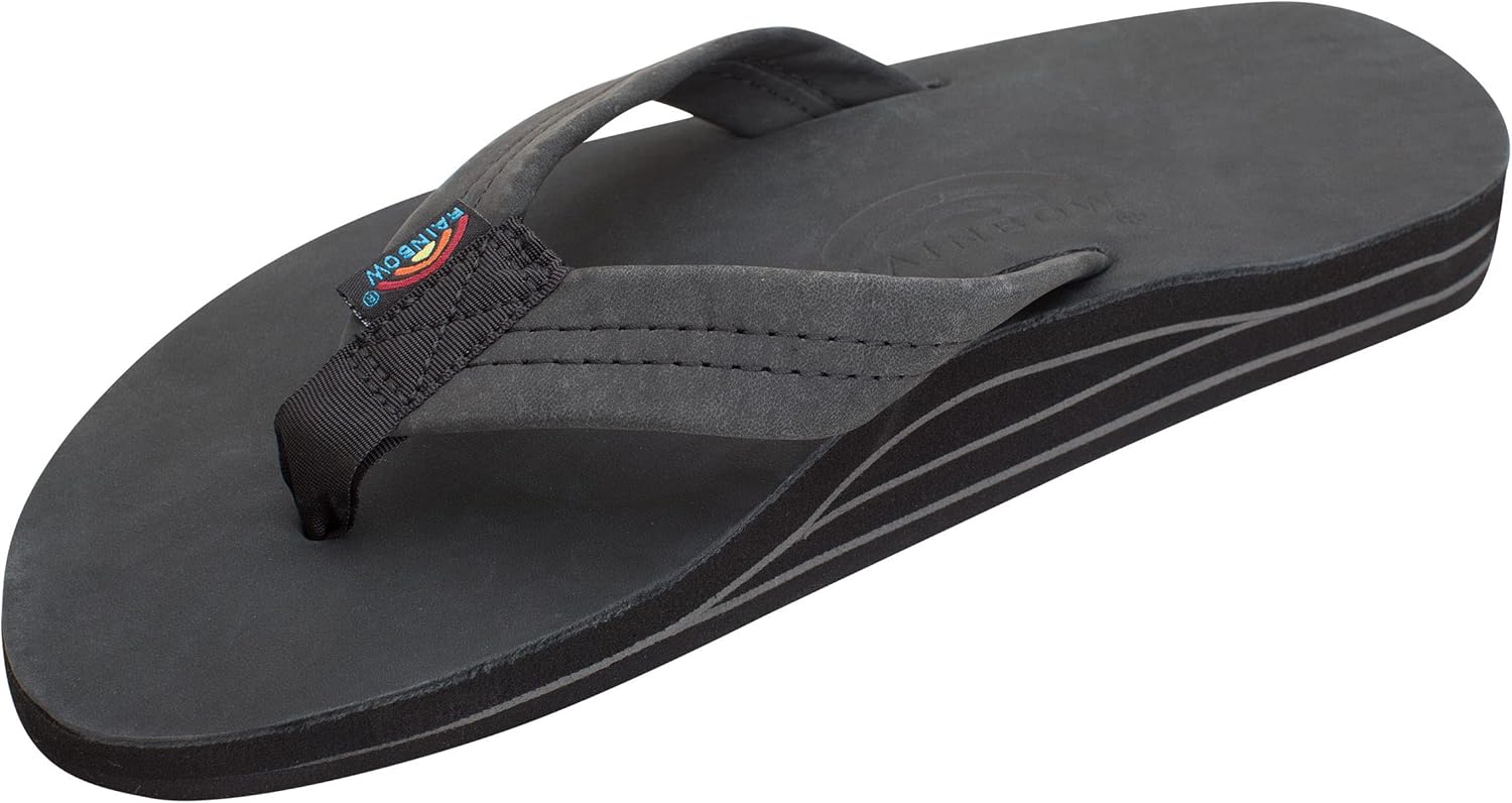 

Мужские сандалии Rainbow с двойным слоем кожи и поддержкой свода стопы Rainbow Sandals, черный