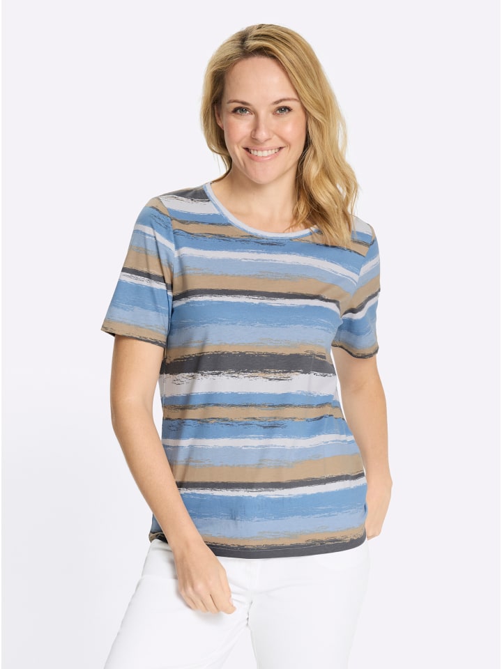 

Рубашка с короткими рукавами, средне-синего цвета с принтом верблюжьей шерсти Sieh an!