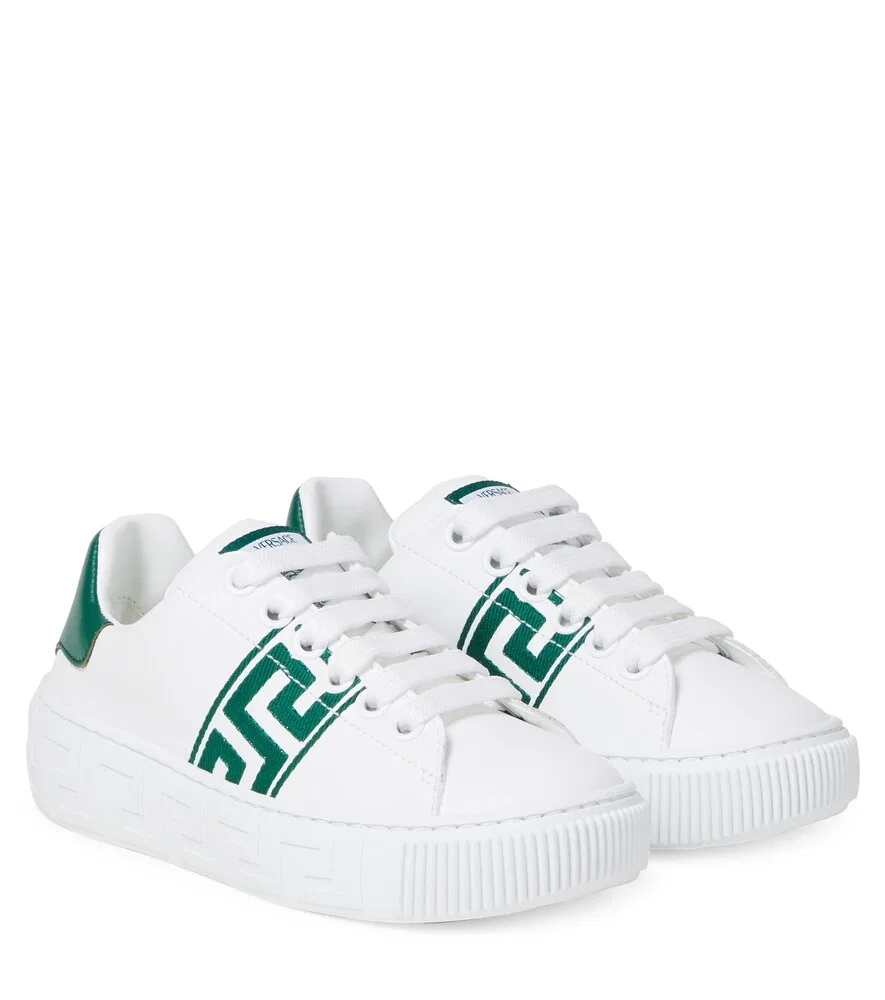 Вышитые кроссовки Greca Versace Kids, белый