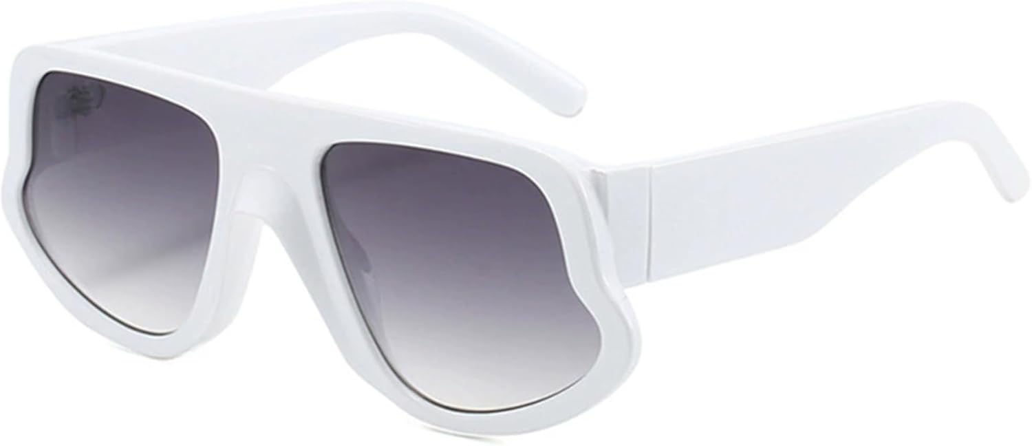 

bullabulling Ретро большие солнцезащитные очки для мужчин и женщин, квадратная форма, защита от УФ-излучения UV400, винтажные очки, большая оправа, женские солнцезащитные очки, White