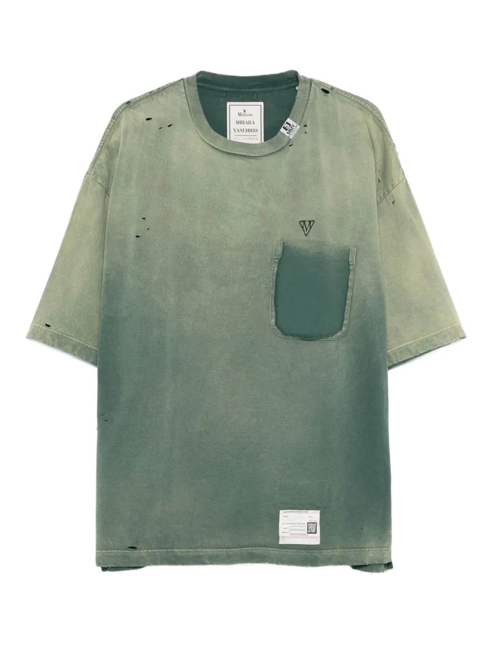 

Футболка с выцветшим эффектом Maison Mihara Yasuhiro, зеленый