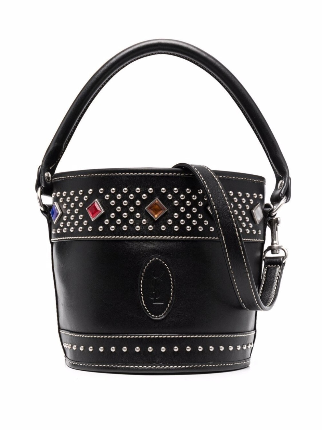 

Сумка-ведро Saint Laurent Bahia с заклепками, черный