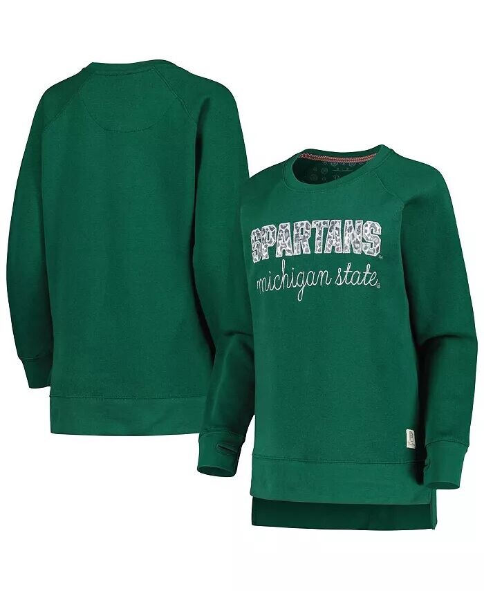 

Женский зеленый пуловер реглан с принтом Michigan State Spartans Steamboat и животным принтом, толстовка Pressbox