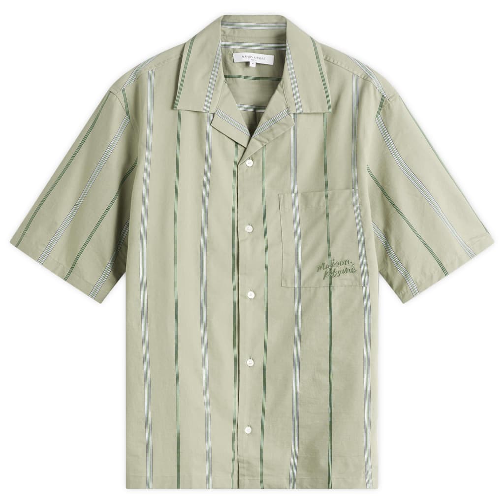 

Рубашка в полоску Maison Kitsune Resort Maison Kitsuné, цвет vert-de-gris