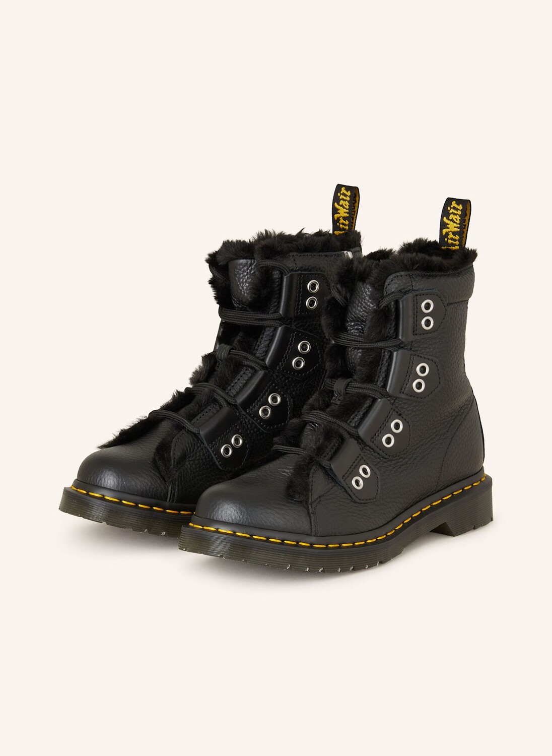

Сапоги на шнуровке 1460 с искусственным мехом Dr. Martens, черный
