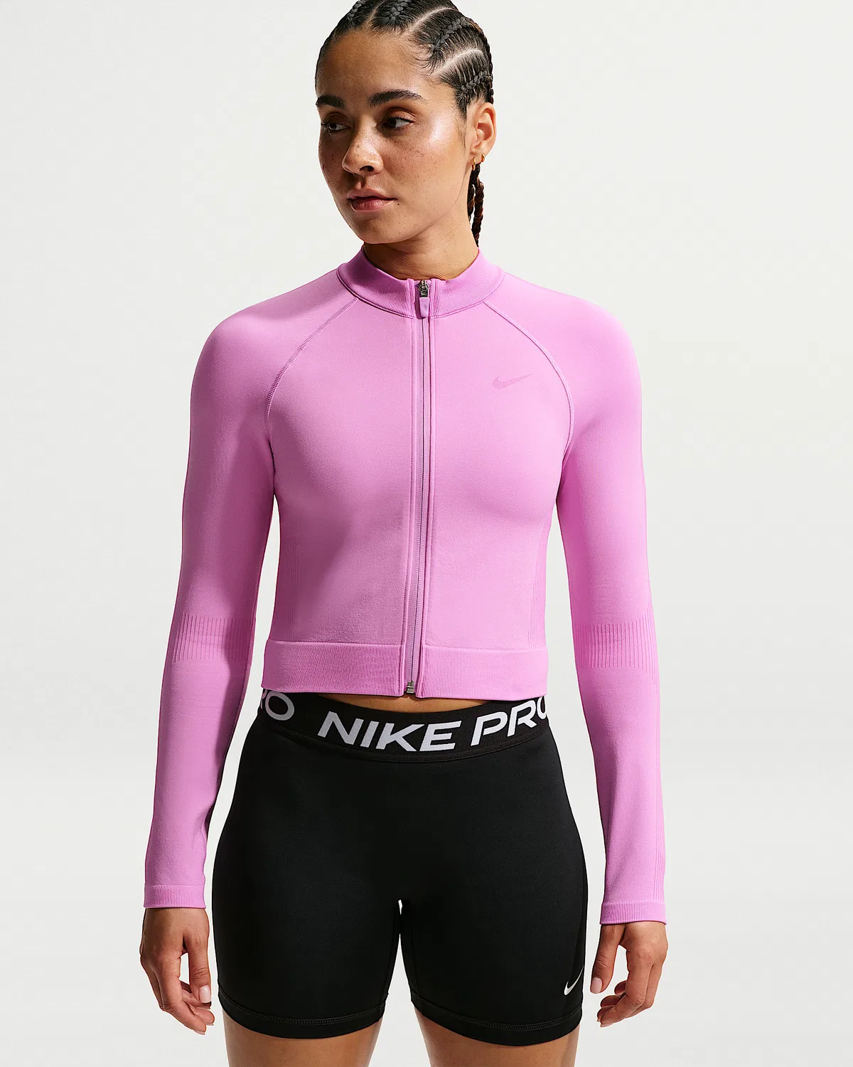 Женская тренировочная куртка на молнии Nike Pro Seamless, Light Magenta
