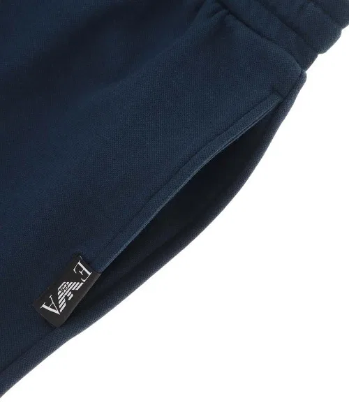 Штаны EMPORIO ARMANI из трикотажа поло с логотипом, тёмно-синие — фото 3
