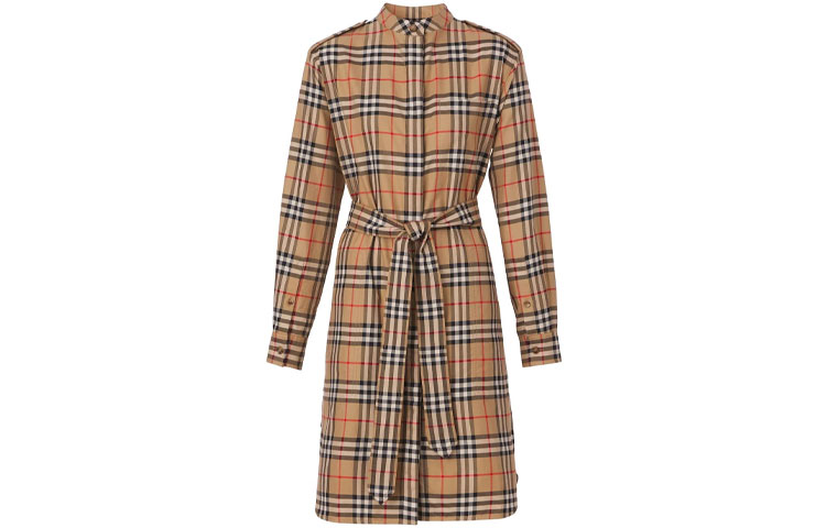 Платье-рубашка Burberry, винтажное, клетчатое, светлый умбр — фото 2