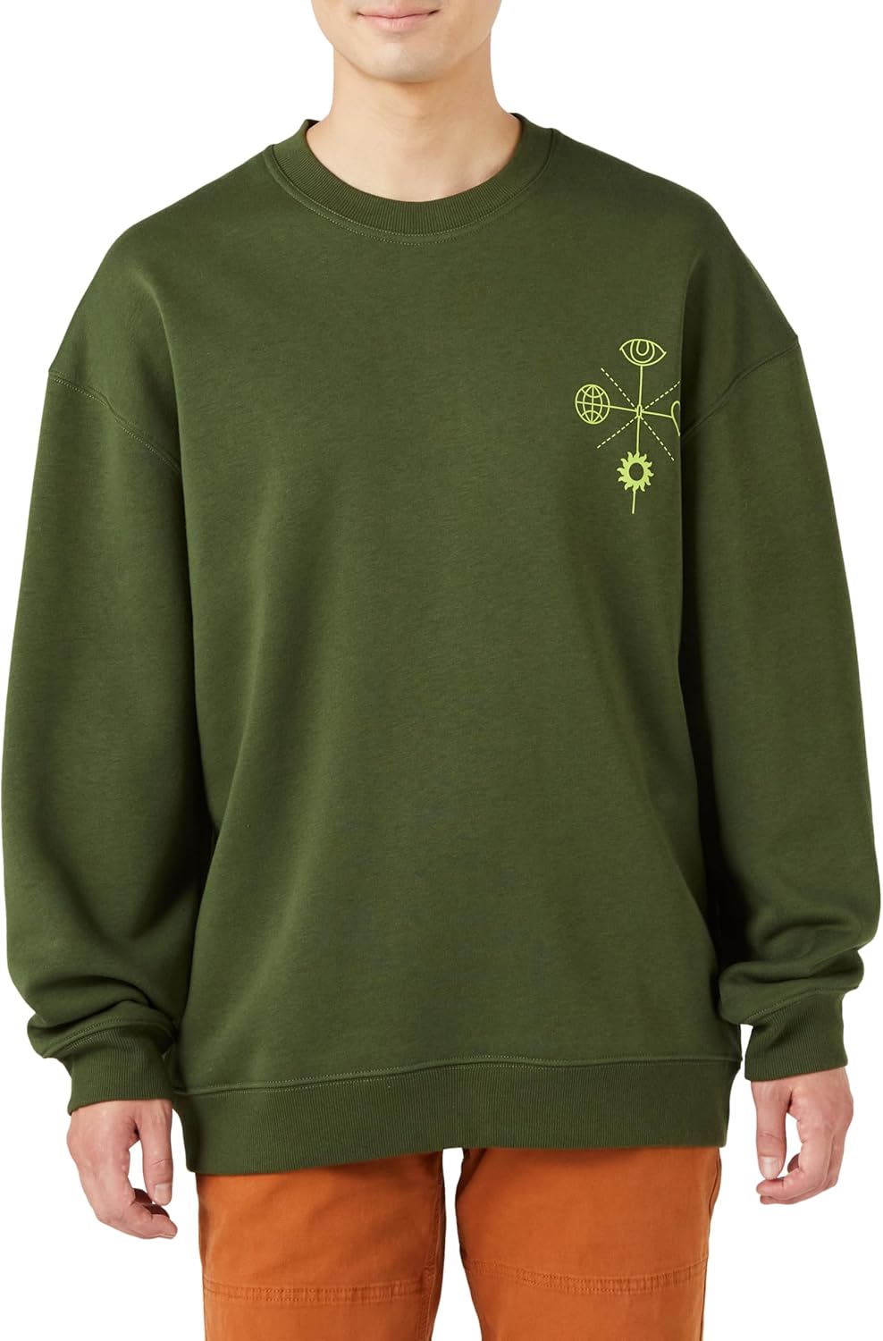 

Мужская толстовка Amazon Essentials с круглым вырезом и увеличенным кроем, темно-оливковый, Зеленый, Мужская толстовка Amazon Essentials с круглым вырезом и увеличенным кроем, темно-оливковый