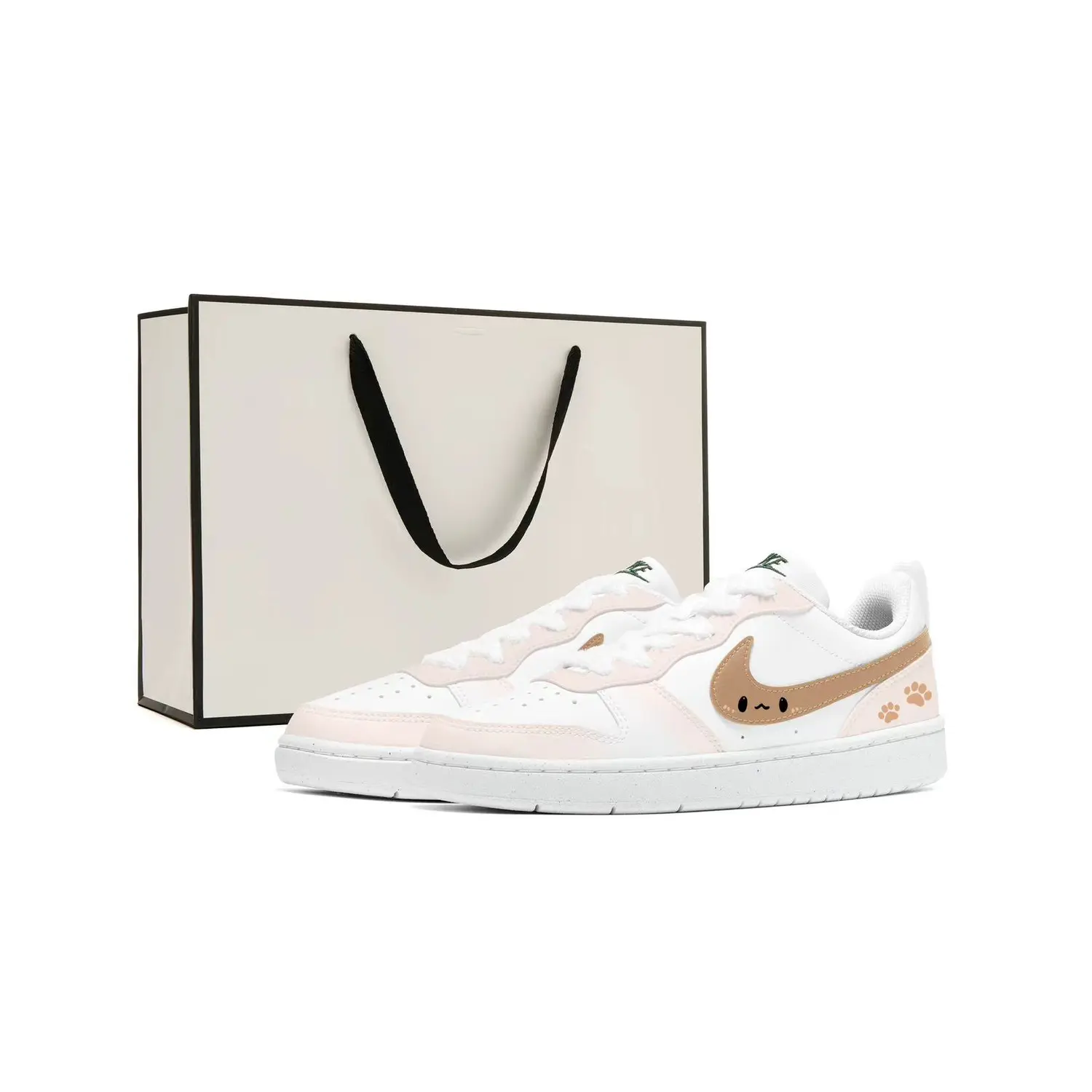 

Nike Court Borough Low 2 Slip Resistant Abrasion Resistant низкие кроссовки для скейтбординга, женские розово-коричневые для подростков