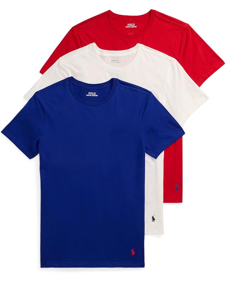 

Поло Polo Ralph Lauren Slim Fit Cotton Crew Shirts, цвет Royal Blue/White/Red
