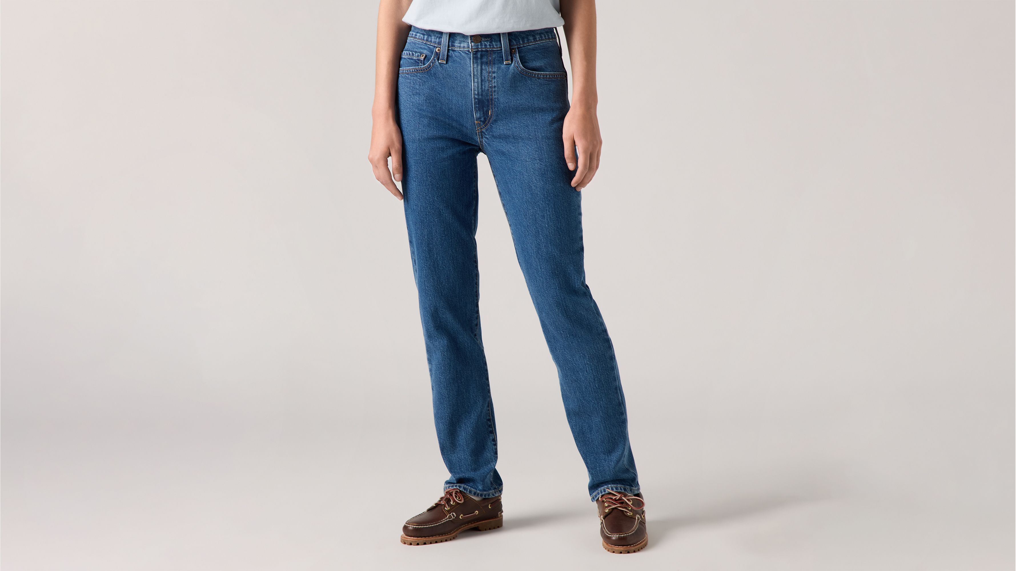 724 Прямые женские джинсы с высокой талией Levi's, Mosey Mid Stone - Medium Wash — фото 2