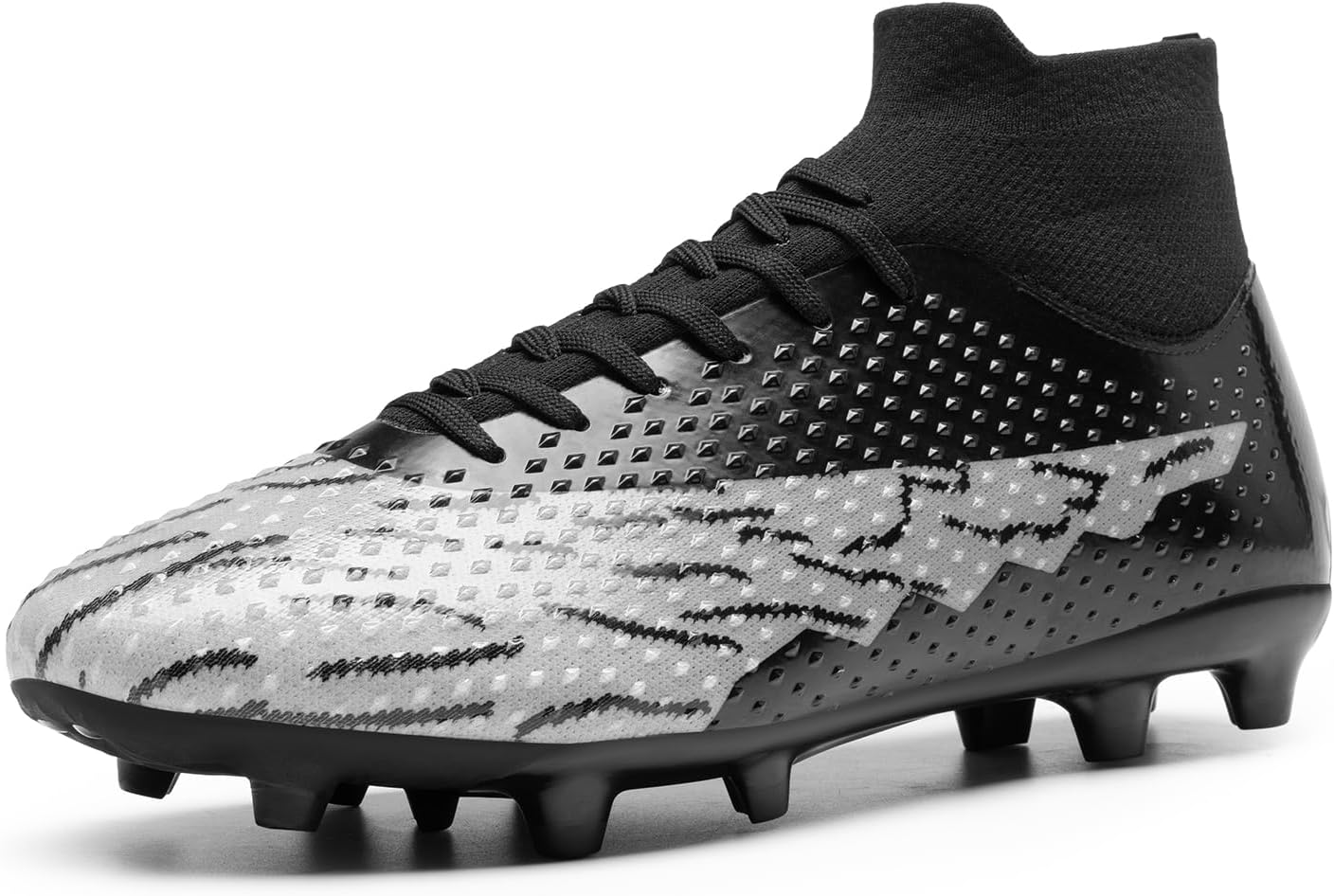 

Мужские футбольные бутсы DREAM PAIRS Легкие футбольные кроссовки Профессиональные тренировочные высокие футбольные туфли, черный/серый/светло-серый